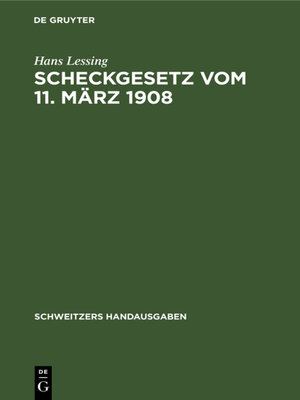 cover image of Scheckgesetz vom 11. März 1908